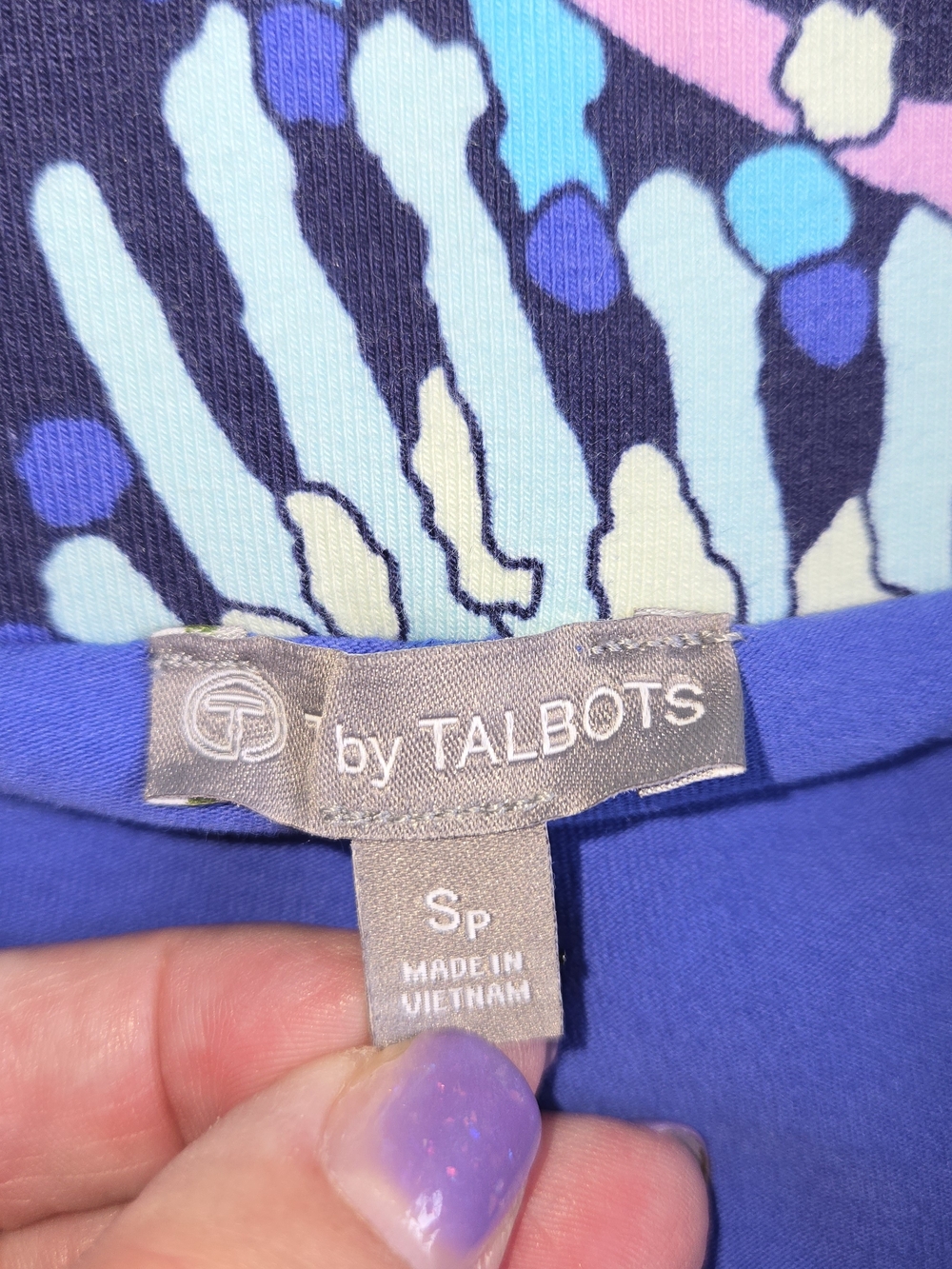 T by Talbots Women Paisley Skort Small Petite SP Blue Purple Zip Pockets Stretch - Picture 3 of 7